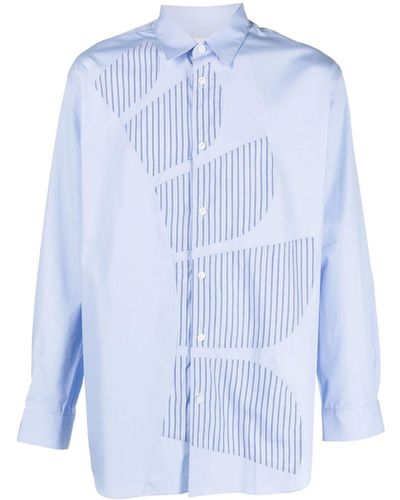 Comme des Garçons Stripe-panelling Cotton Shirt - Blue