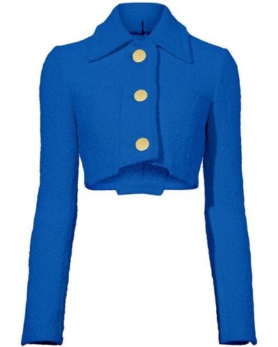 Proenza Schouler Veste en tweed à coupe crop - Bleu