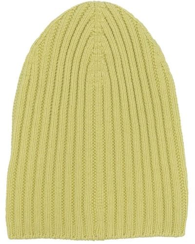 Barrie Ribbed Cashmere Beanie - Yellow
