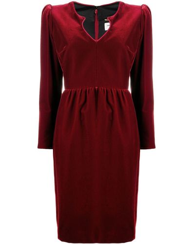Saint Laurent Knee-length Long-sleeve Dress - Red
