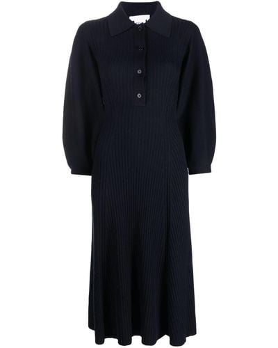 Chloé Wool Polo Midi Dress - Black
