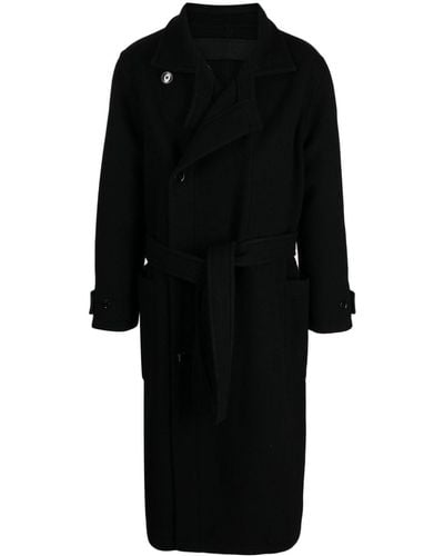 Lemaire Belted Single-breasted Coat - Black