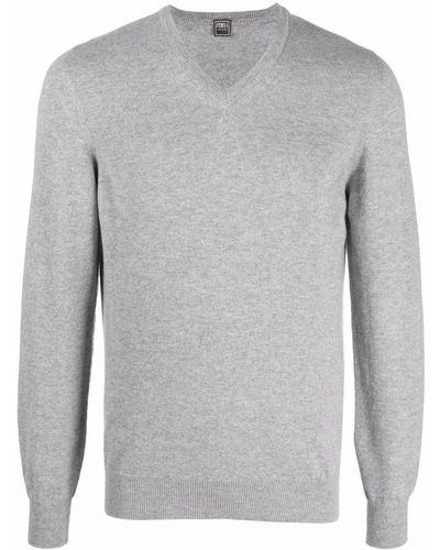 Fedeli V-neck Cashmere Sweater - Grey