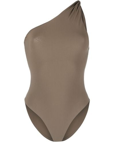 Totême Twist-strap Stretch-design Swimsuit - Brown