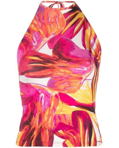 Louisa Ballou Neckholder-Kleid mit Blumen-Print - Pink