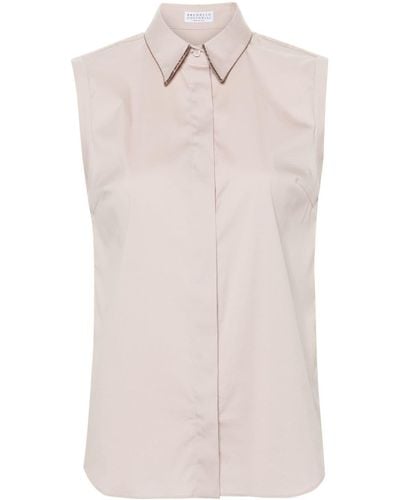 Brunello Cucinelli Sleeveless Button-up Shirt - Pink