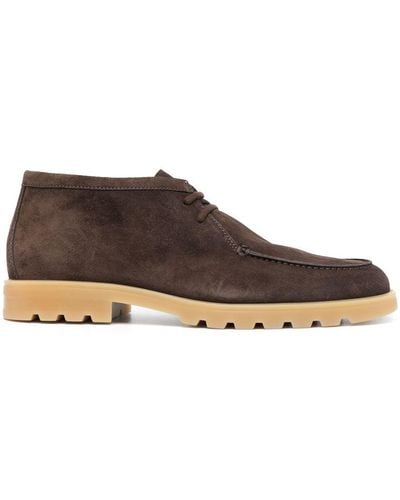 Santoni Suede Lace-up Ankle Boots - Brown
