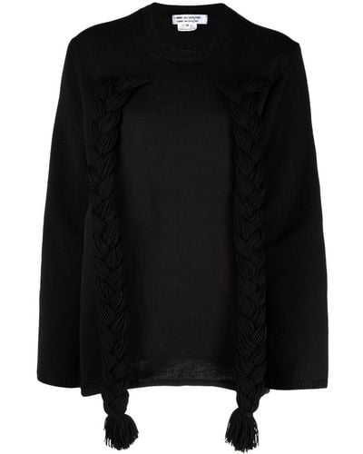 Comme des Garçons Braided-detail Long-sleeve Sweater - Black