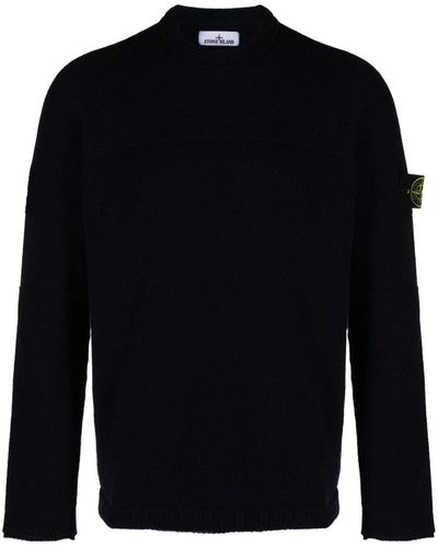 Stone Island Compass-motif Crew-neck Jumper - Blue