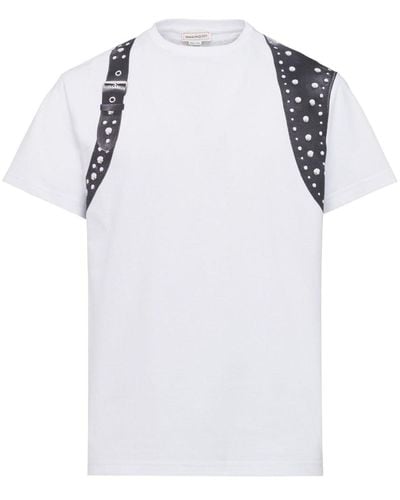 Alexander McQueen Harness T-Shirt mit Nieten - Weiß