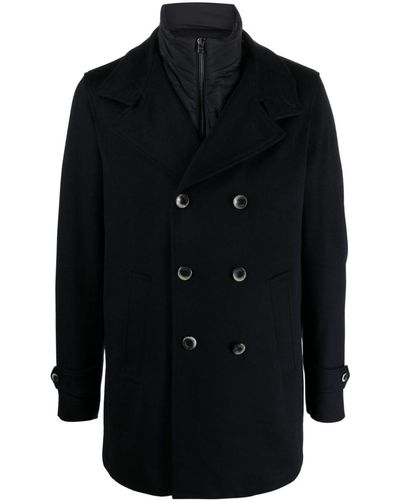 Herno Notched-Collar Double-Breasted Coat - Black