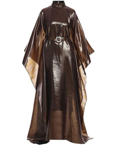 ‎Taller Marmo Cigar High-shine Kaftan Dress - Brown