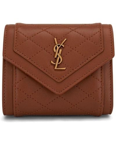 Saint Laurent Gaby Quilted Leather Wallet - Brown