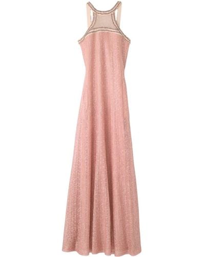 St. John Rhinestone-embellished Knitted Gown - Pink
