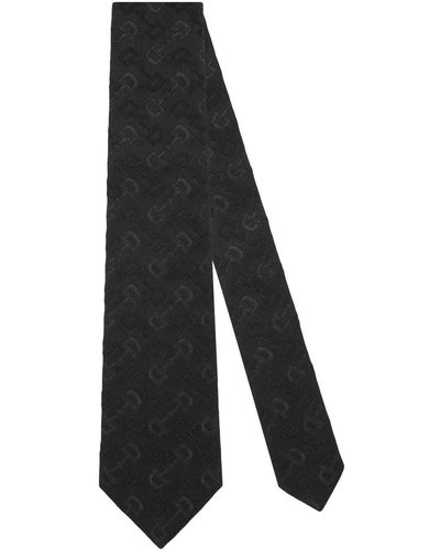 Gucci Horsebit-jacquard Pointed Tie - Black