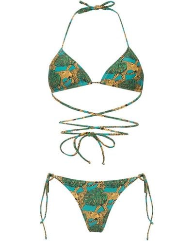 Reina Olga Miami Jungle Fever-print Bikini Set - Green