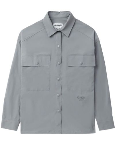 Chocoolate Logo-appliqué Flap-pocket Shirt - Grey