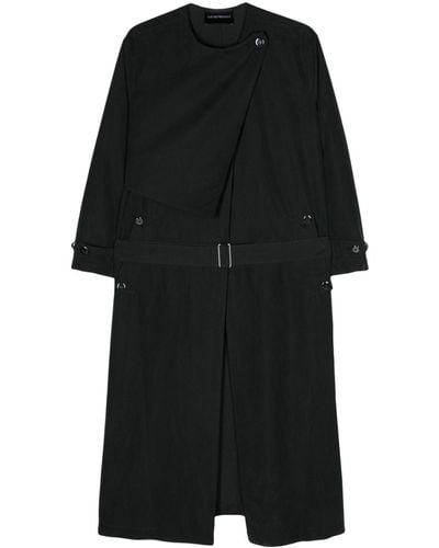 Emporio Armani Belted Maxi Trench Coat - Black