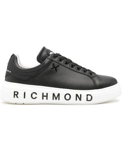 John Richmond Logo-print Leather Trainers - Grey