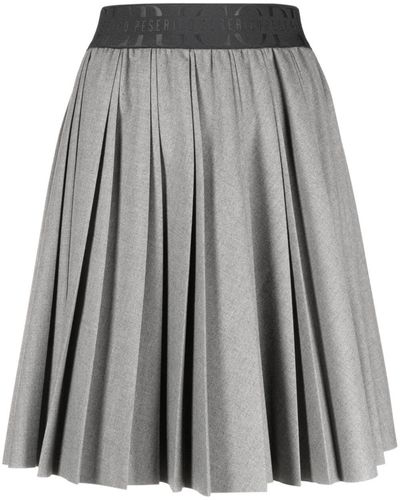 Peserico Logo-waistband Pleated Miniskirt - Grey