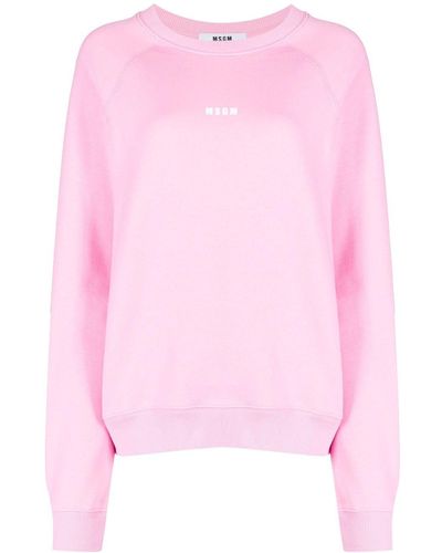 MSGM Logo-print Crew Neck Sweatshirt - Pink