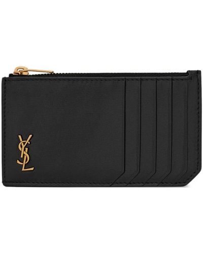 Saint Laurent Tiny Monogramme Zip Card Holder - Black