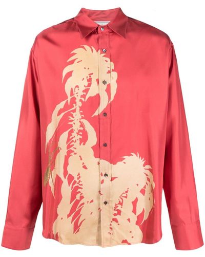 Pierre Louis Mascia Cialda Palm Tree-print Silk Shirt - Pink