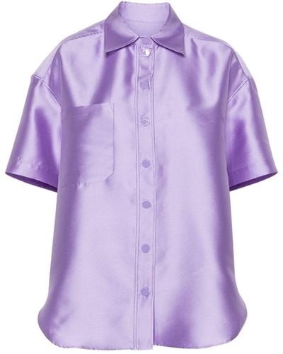 Sandro Oversized Satin Shirt - Purple