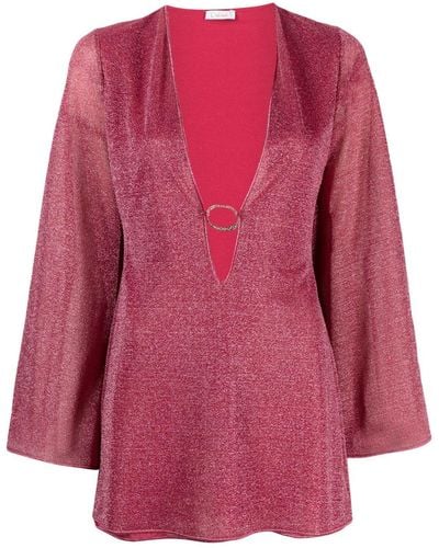 Oséree Metallic-effect V-neck Dress - Pink