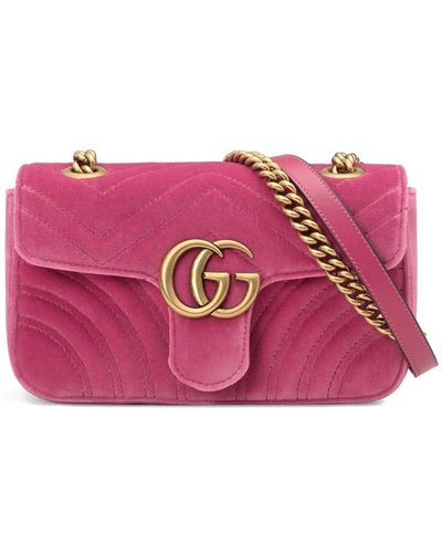 Gucci GG Marmont Mini-Tasche aus Samt - Pink