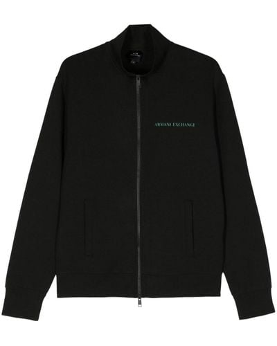 Armani Exchange Logo-print Zip-up Jacket - Black