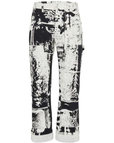 Alexander McQueen Fold-print Cropped Jeans - White