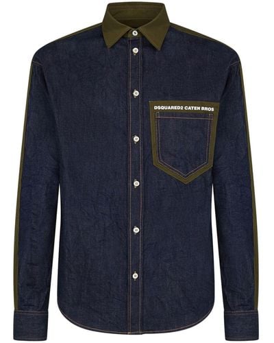 DSquared² Hemd mit Logo-Print - Blau