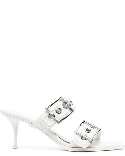 Alexander McQueen Punk Double-buckle Leather Mules - White