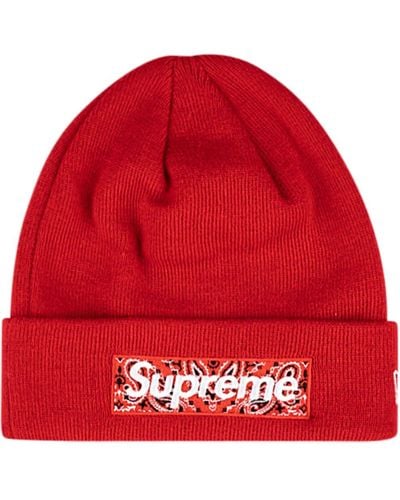 Supreme X New Era Beanie mit Logo - Rot