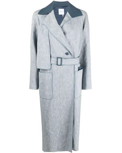 Agnona Linen-silk Blend Oversize Trench Coat - Blue