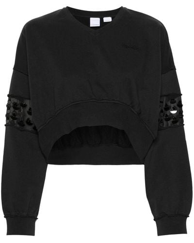 Pinko Sequin-embellished Cropped Sweatshirt - Black