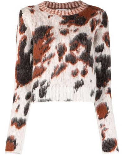 Stella McCartney Leopard-print Round-neck Sweater - Brown