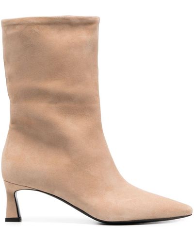 Pollini 60mm Pointed-toe Suede Boots - Natural