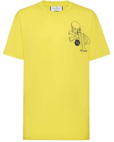 Philipp Plein Wire Frame T-Shirt mit grafischem Print - Gelb