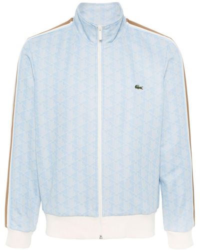 Lacoste Paris Monogram-jacquard Zipped Sweatshirt - Blue