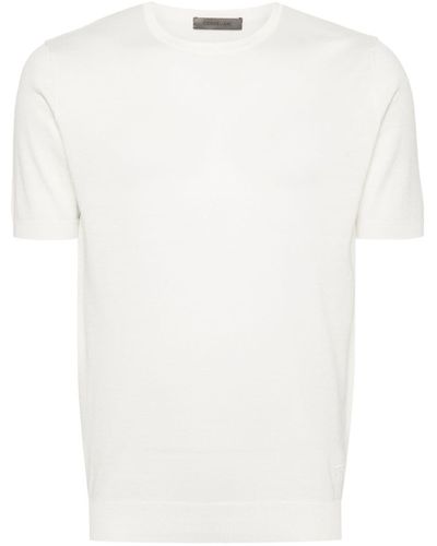Corneliani Fein gestricktes T-Shirt - Weiß