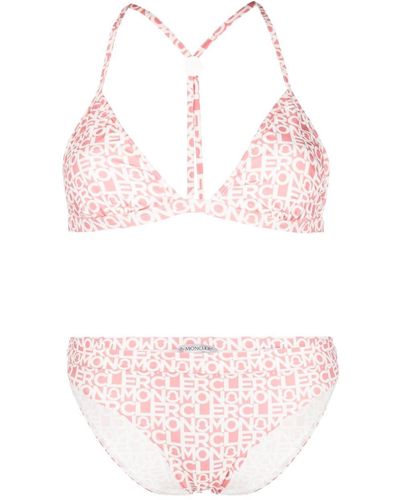 Moncler Bikini mit Logo-Print - Pink