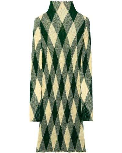 Burberry Argyle Ribbed-knit Dress - Green