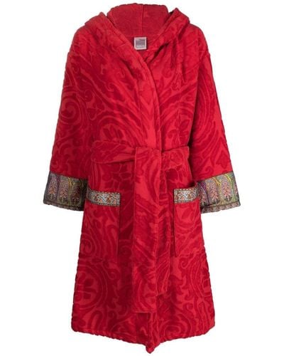 Etro Home Paisley-motif Cotton Robe - Red
