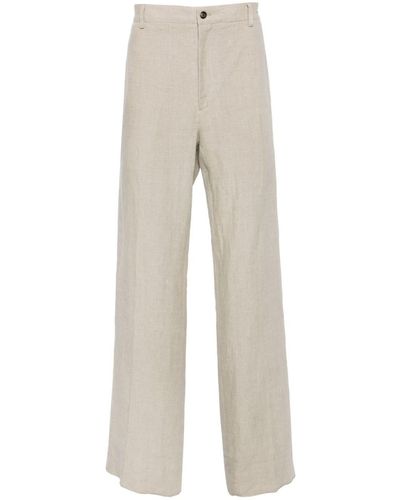 Ferragamo Straight Linen Pants - Natural