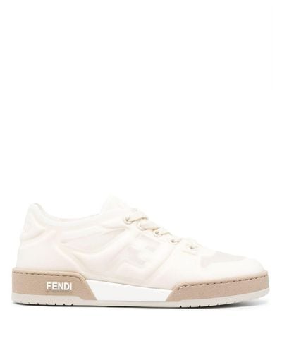 Fendi Logo Embossed Sneakers - White