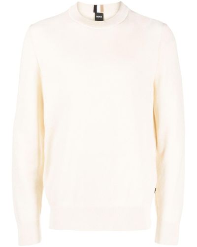 BOSS Crew-neck Knitted Sweater - White