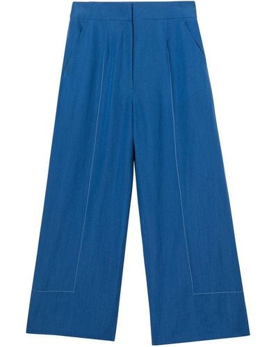 Burberry Pantalon ample court à coutures contrastantes - Bleu