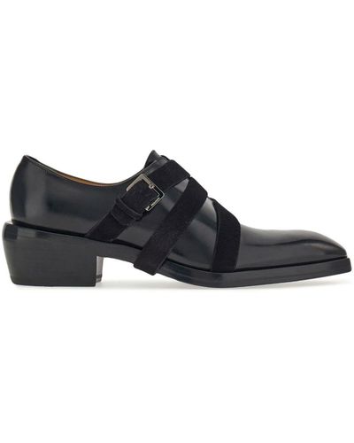 Ferragamo Buckle-strap Leather Monk Shoes - Black